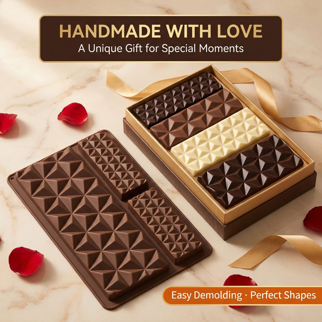 Baking Kitchen Diy - 2-in-1 siliconen chocoladereepvorm, herbruikbare rechthoekige bakvorm
