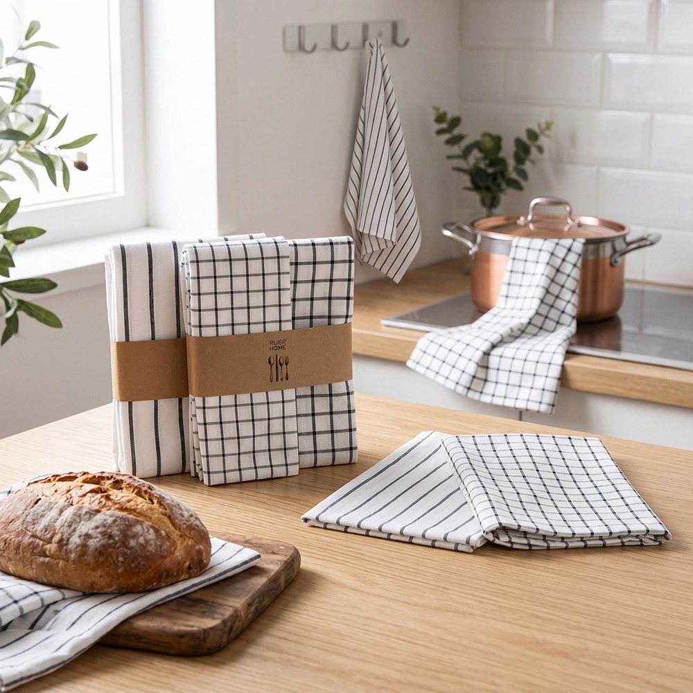 Kitchen Baking Table - 4 stuks moderne geruite katoenen theedoeken,