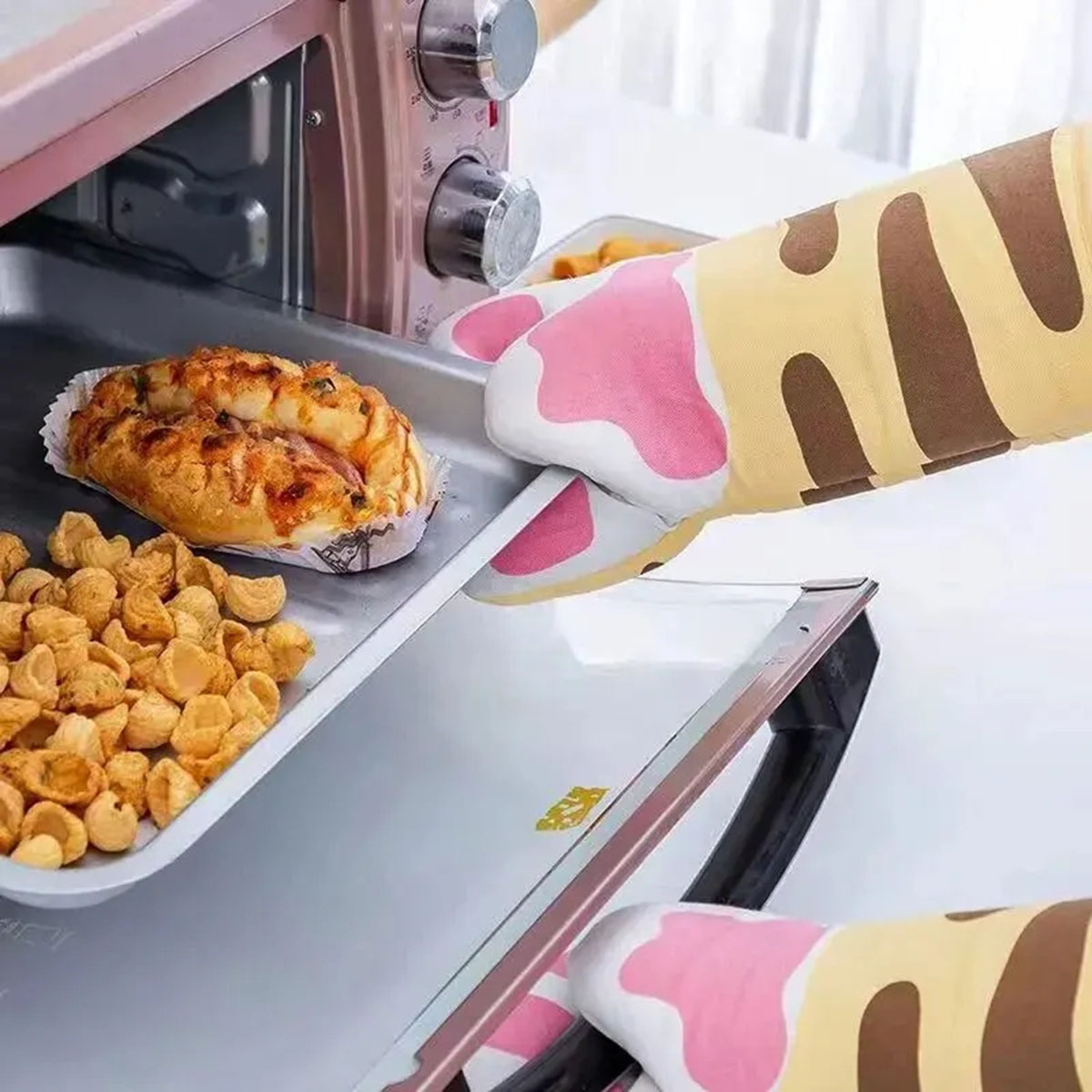 Kitchen Baking Gloves - Magnetron lange katoenen handschoenen Leuke kattenpoten