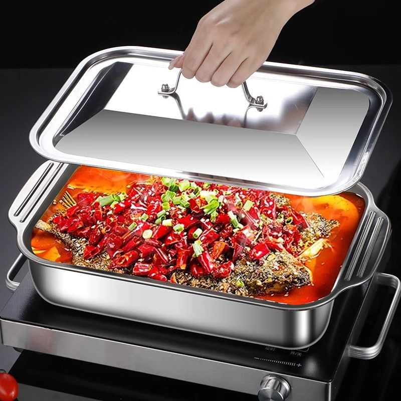 Kitchen Oven Baking Pans - Roestvrijstalen diepe bakpan met deksels Multifunctionele