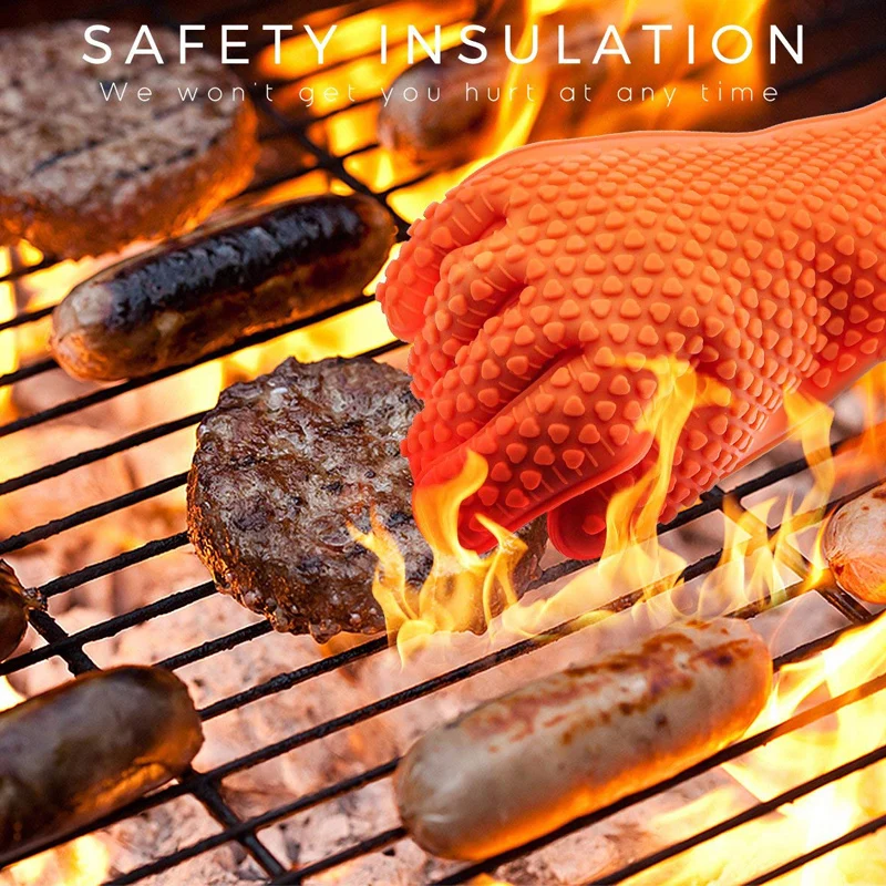 Kitchen Baking Gloves - BBQ siliconen grillhandschoenen, ovenwanten, anti-verbrandings kookhandschoenen,