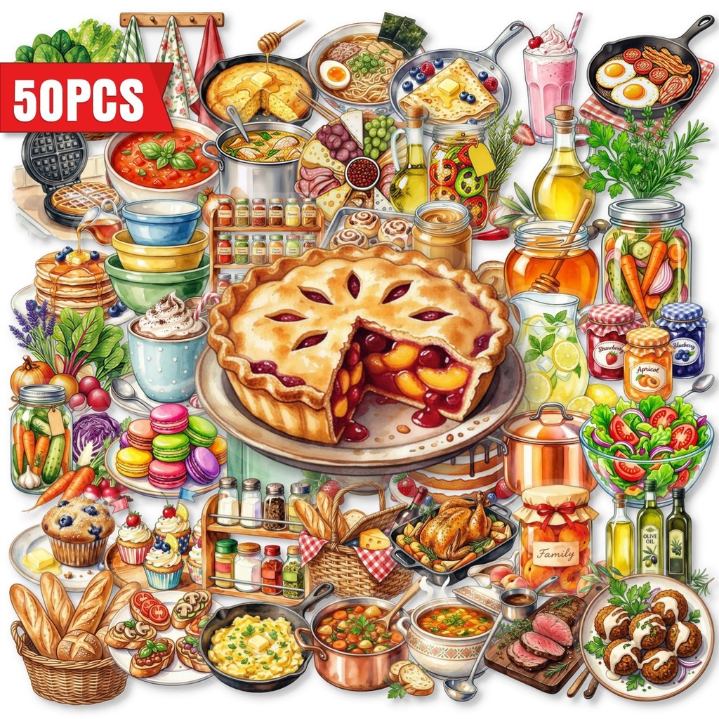 Baking (Kitchen Ingredient) - 50 stuks transparante PET keukenvoedselstickers, westerse
