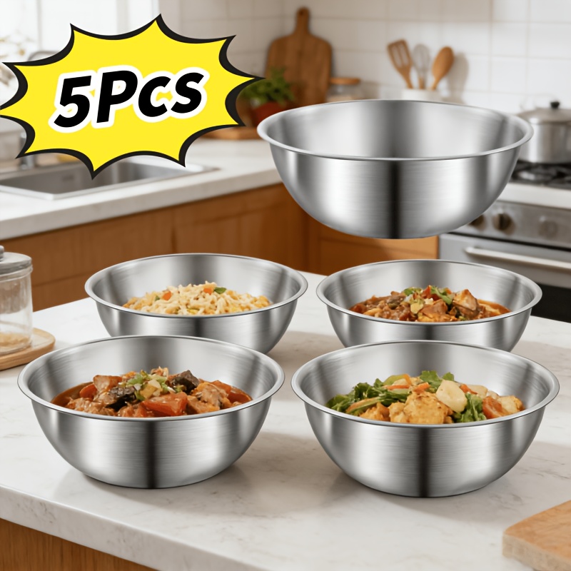 Baking (Kitchen Ingredient) - 5-delige set, multifunctionele roestvrijstalen keukenkommen voor