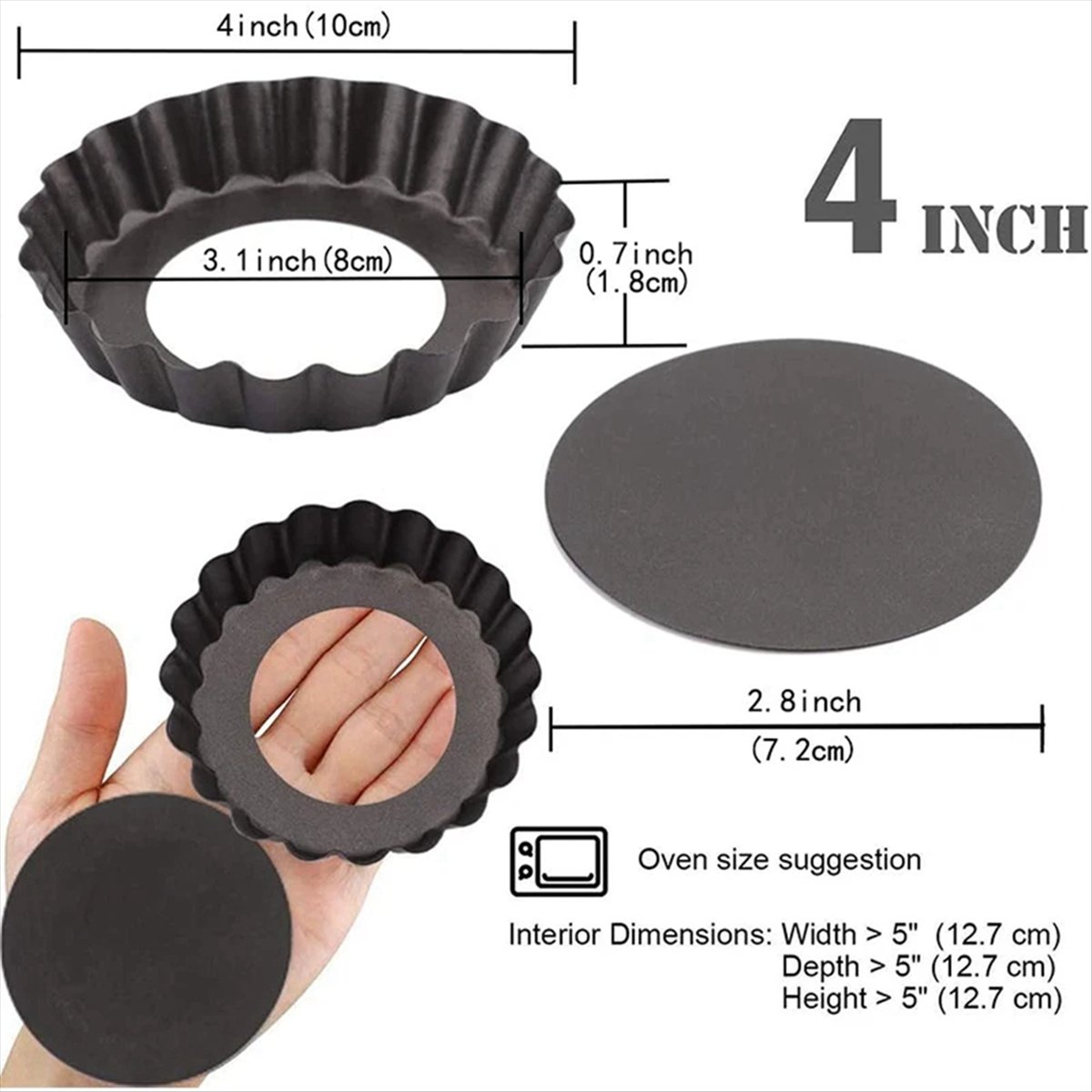 Tart Pan Loose - 【AD121】 4 Stuks 4In/10Cm Mini Pie