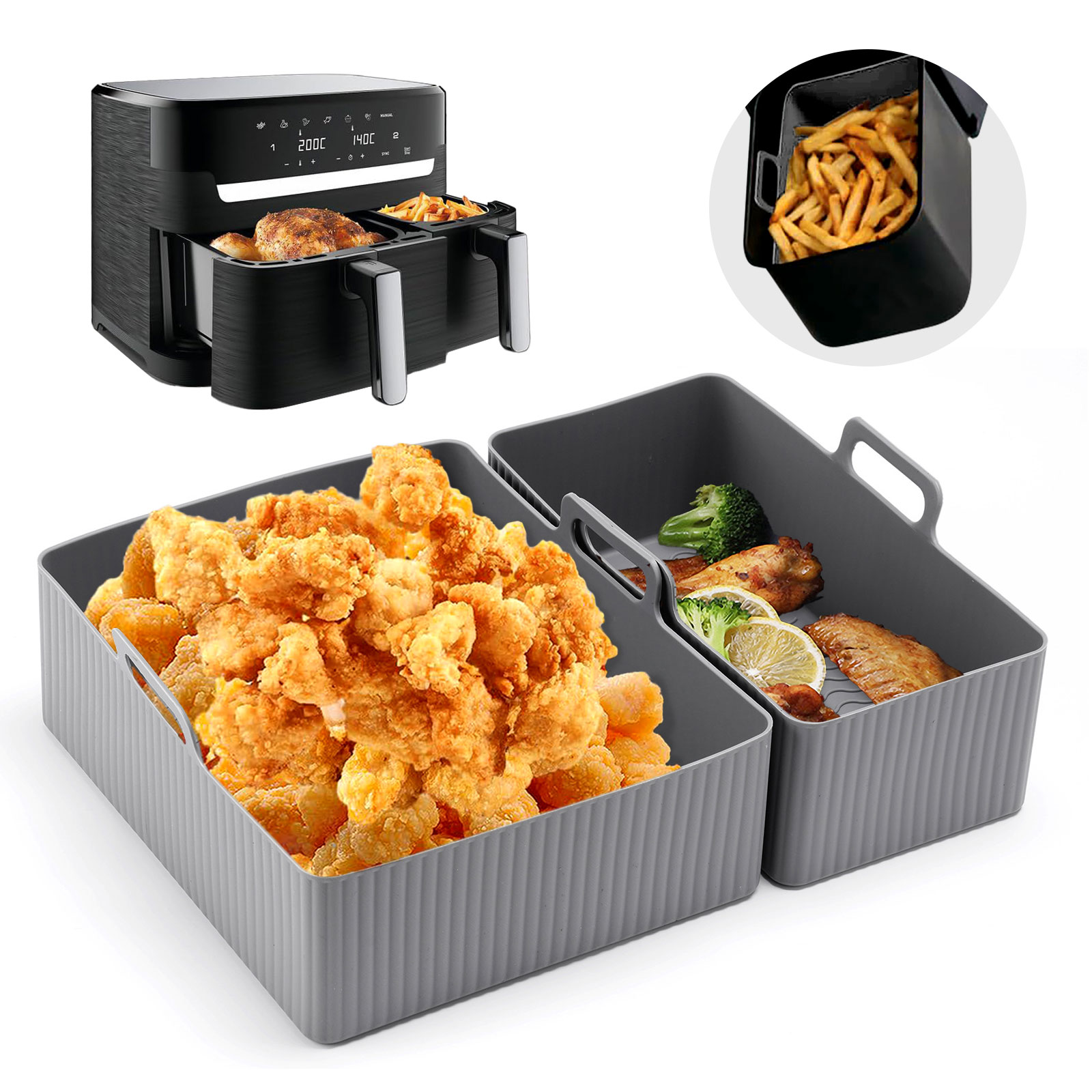 Kitchen Oven Baking Pans - 2 Stuks Set Siliconen Lucht Friteuse