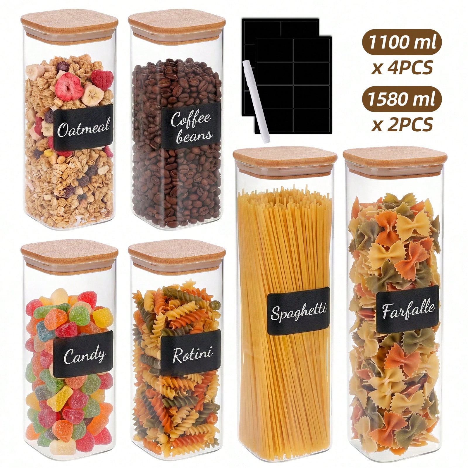 6/12 stuks glazen voedselopsla - Kitchen Baking Containers recensie en prijs
