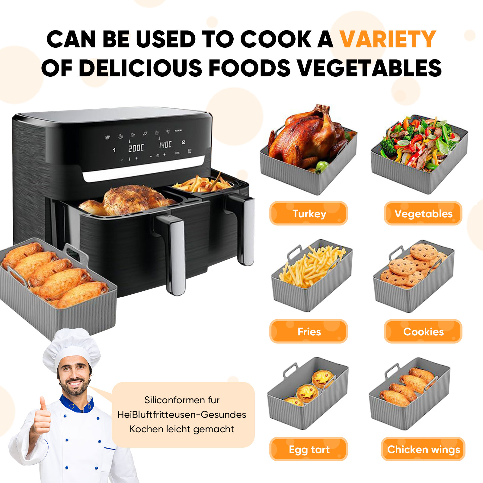 2 Stuks Set Siliconen Lucht Fr - Kitchen Oven Baking Pans recensie en prijs