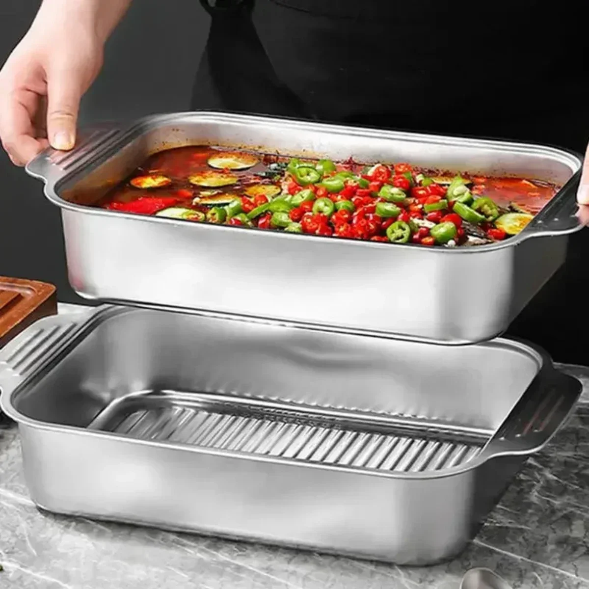 Diepe bakvorm van roestvrij st - Kitchen Oven Baking Pans recensie en prijs